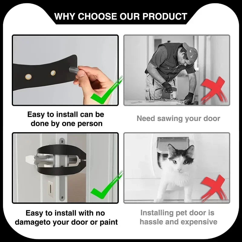 Adjustable Width Cat Door Holder Latch Fish Shaped Design Fast Flex Latch Strap Door Stopper Pet Supplies