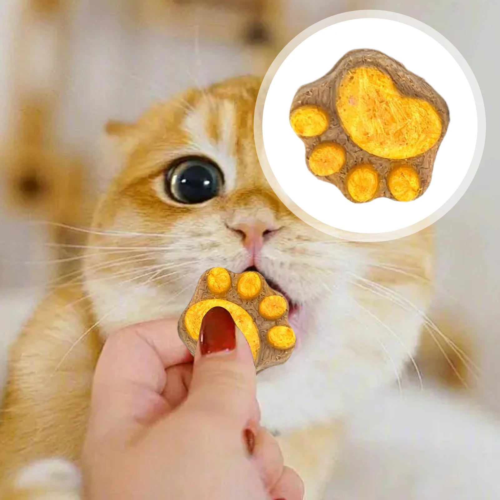 Cat Snacks Paw Shape Dried Indoor Kitten Snacks Teeth Cleaning Supplement Pet Chews for Large Small Feline Rewarding Care Daily