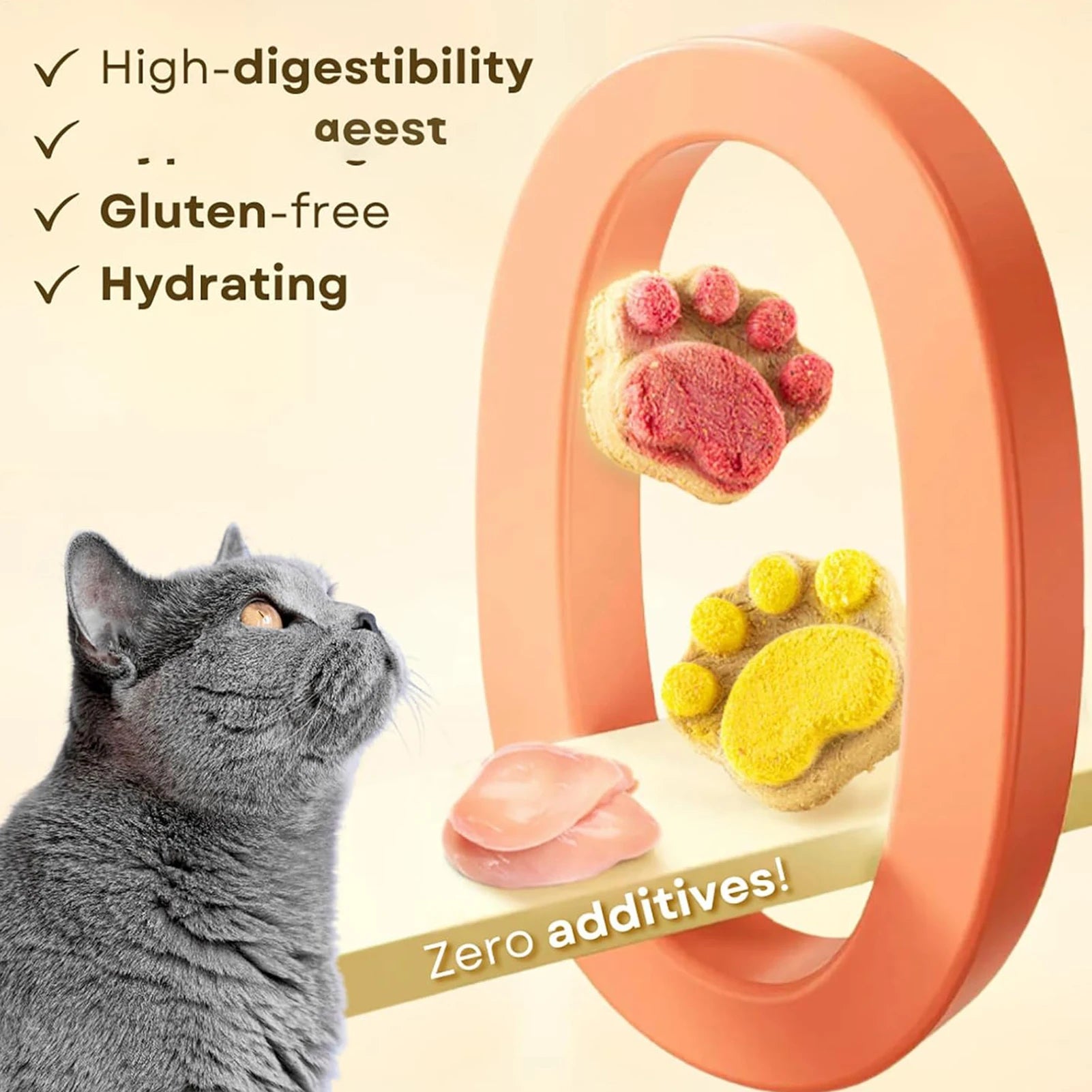 Cat Snacks Paw Shape Dried Indoor Kitten Snacks Teeth Cleaning Supplement Pet Chews for Large Small Feline Rewarding Care Daily